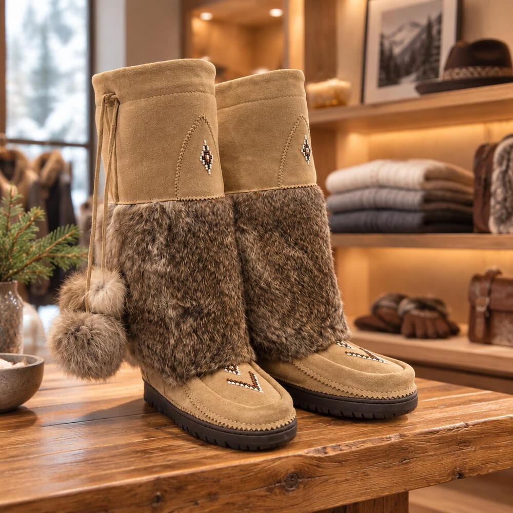 NEW MANITOBAH MUKLUKS women's tall suede mukluk in tan